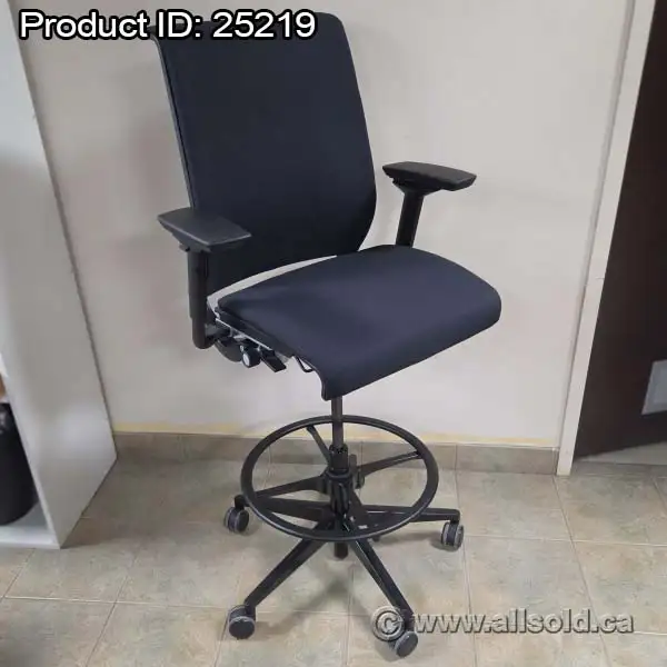 Steelcase Think Black Mesh Adjustable Drafting Stool Task Chair