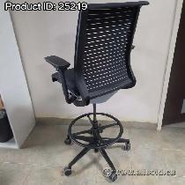 Steelcase Think Black Mesh Adjustable Drafting Stool Task Chair - Photo 2