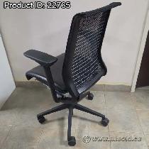 Black Steelcase Think Mesh Back Task Chair w/ Leather Seat - Photo 2