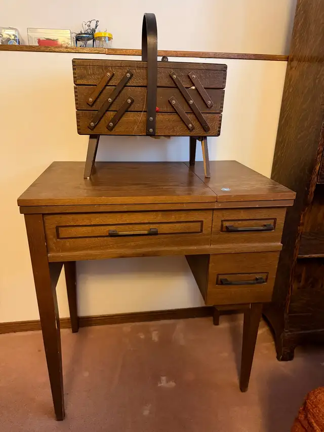 sewing table and basket