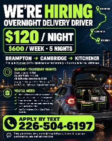 HIRING: OVERNIGHT DELIVERY DRIVER