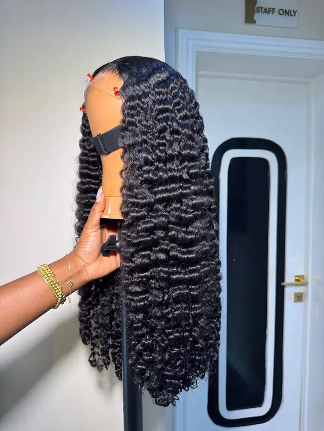 Human Hair Jerry Curl Wig - Black - 28in - 13x4 Lace