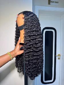Human Hair Jerry Curl Wig - Black - 28in - 13x4 Lace