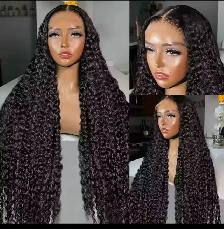 Human Hair Jerry Curl Wig - Black - 28in - 13x4 Lace - Photo 4