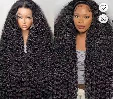 Human Hair Jerry Curl Wig - Black - 28in - 13x4 Lace - Photo 5