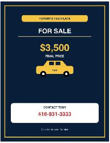 Taxi plate for sale