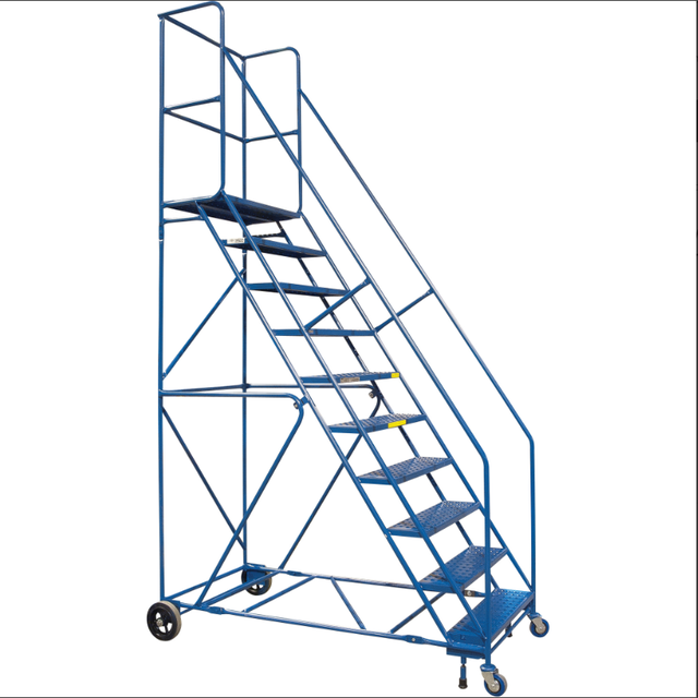 Échelle roulante 10 marches Hauteur de la plateforme 89″