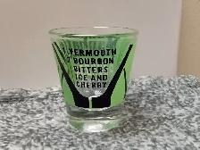 Vintage 1950's  Mid-Century Bourbon Recipe on the shot-glass.