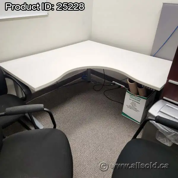 White Powered L Suite Height Adjustable Sit Stand Desk
