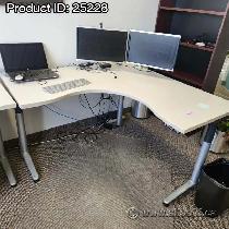 White Powered L Suite Height Adjustable Sit Stand Desk - Photo 2