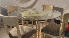 Round Glass Top Dining Table with Seashell Display & 6 Chairs - Photo 3