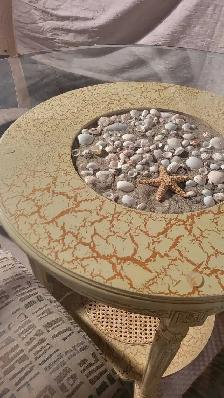 Round Glass Top Dining Table with Seashell Display & 6 Chairs - Photo 4