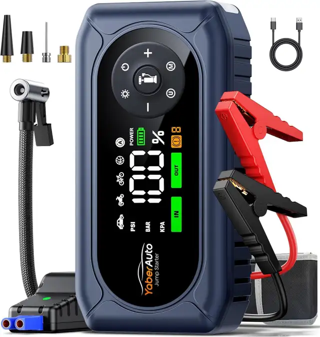 YaberAuto 5000A 150PSI Jump Starter, booster with Air Compressor