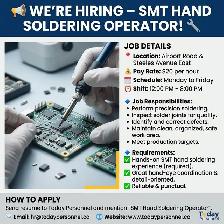We’re hiring- SMT HAND SOLDERING OPERATOR