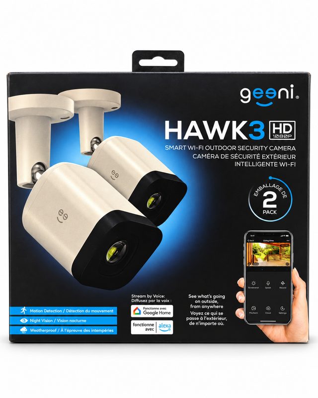 Geeni Hawk 3 1080p HD Smart Wi-Fi Outdoor Security Cameras