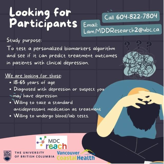 Participants needed for depression biomarkers study