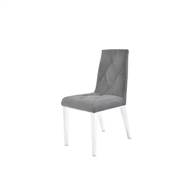 ALISON Dining Chair Grey Fabric, chrome legs