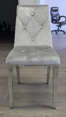 ALISON Dining Chair Grey Fabric, chrome legs - Photo 5