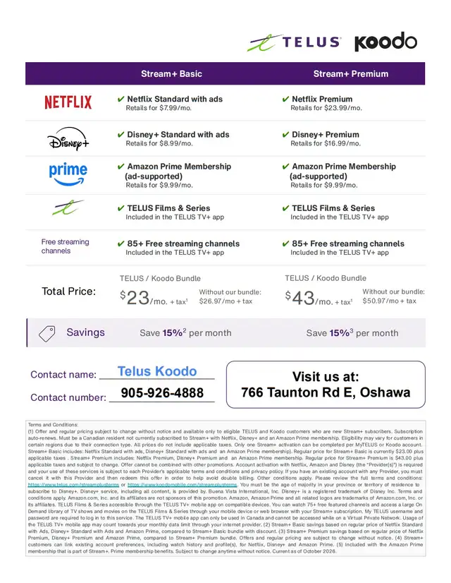 Stream  Bundle with Telus Koodo