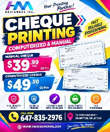 Manual & Computerized Cheque Printing – Custom Business Cheques