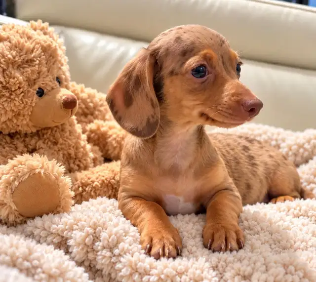Miniature Dachshund - Isabella Dapple Male with one blue eye