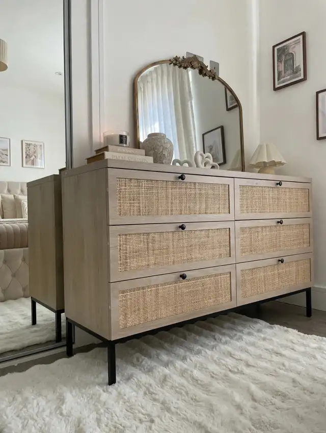 Boho Natural Rattan 6-Drawer Dresser