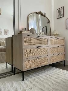 Boho Natural Rattan 6-Drawer Dresser