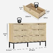 Boho Natural Rattan 6-Drawer Dresser - Photo 7