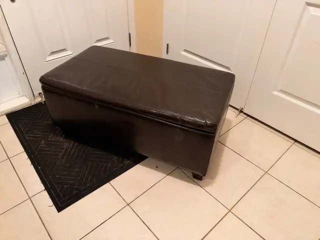 Faux leather ottoman