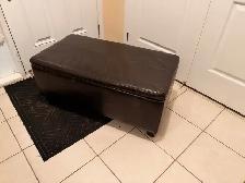 Faux leather ottoman