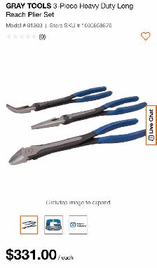 Gray tools no.81303 3 Piece Heavy Duty Long Reach plier set - Photo 2