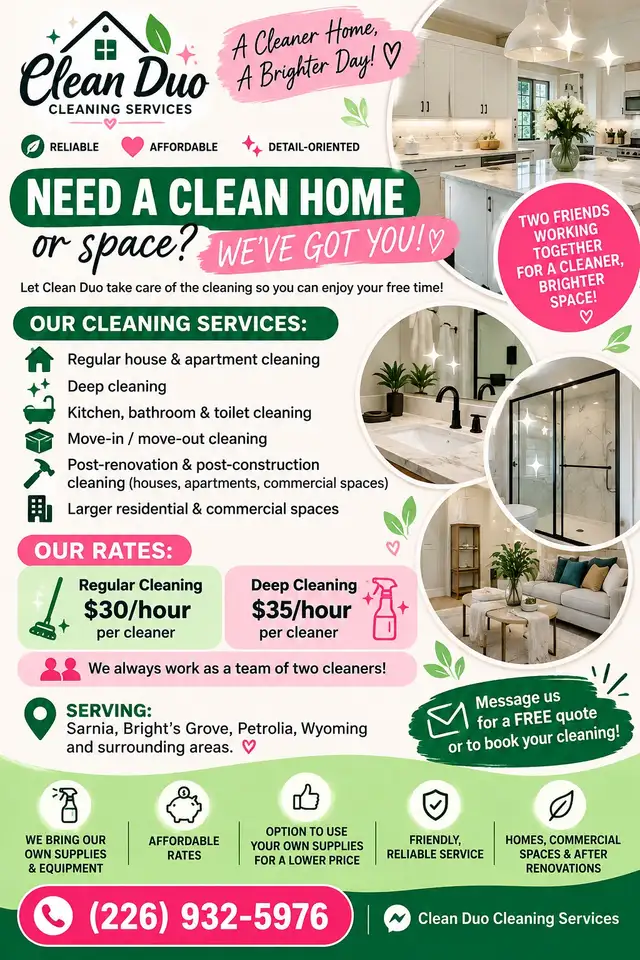 Professional House & Commercial Cleaning in Sarnia