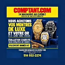 Achat Rolex, Cartier, Omega et or | Comptant.com Montréal