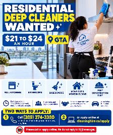 Residential Deep Cleaners Wanted - $21-24/hr - Call or Apply