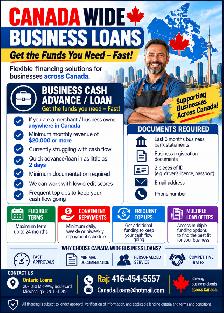 BUSINESS LOANS CANADA-WIDE | FAST FUNDING | LOW CREDIT OK