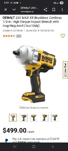 ☆NEW☆ DEWALT 1/2in HIGH TOURQE IMPACT WRENCH w.  HOG RING ANVIL - Photo 2