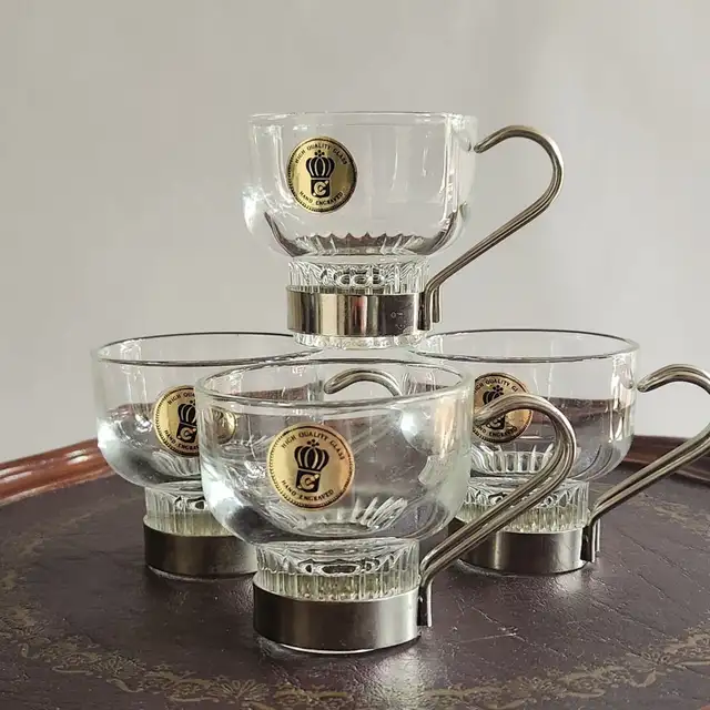 Vintage Italian Glass Demitasse Espresso Coffee Cups