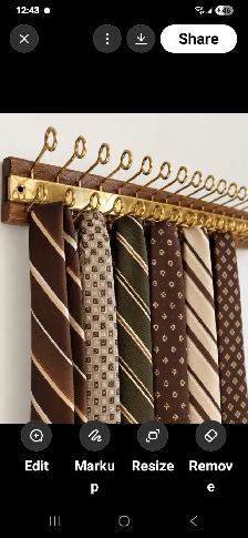 Vintage Brass Hook Tie Belt Wall Rack