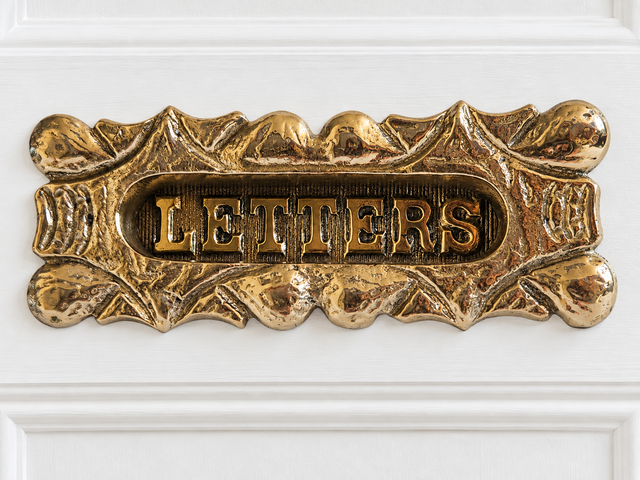 Victorian Brass Mail Letters Door Slot Mail Plaque