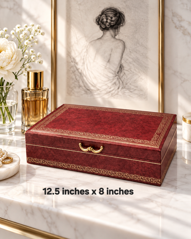 Vintage Mele Tiered Leather Jewelry Box