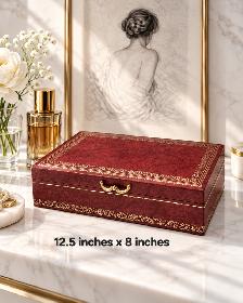 Vintage Mele Tiered Leather Jewelry Box