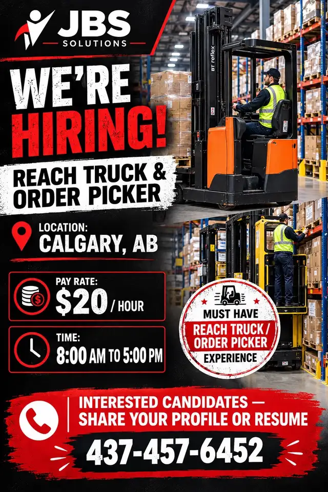 Urgently Hiring Order Picker & Reach Operator in Calgary