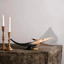 Vintage Cow Horn Whale Art Sculpture