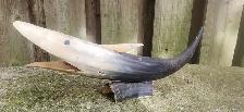 Vintage Cow Horn Whale Art Sculpture - Photo 5