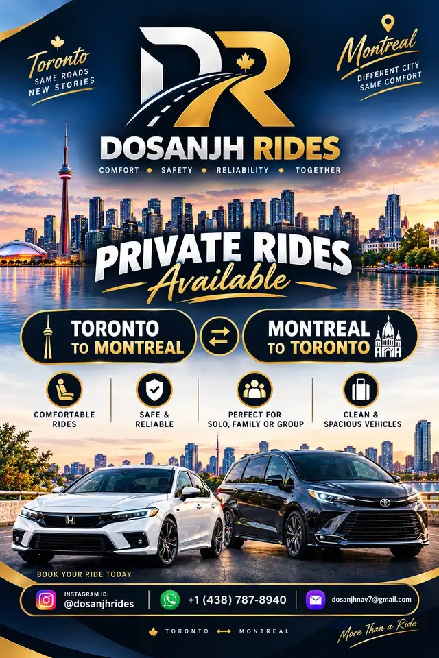 Toronto To Montreal Rideshare |Door To Door |Parcel |Private Tax