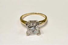 Natural Princess Cut Diamond 1.54 Carat J-SI2 in 18k Gold