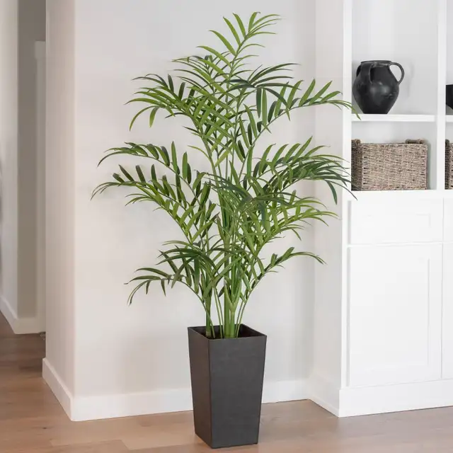 CG Hunter Faux 7 ft (2.1 m) Kentia Palm Tree with Planter