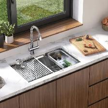Artika Newport 31 in. 50/50 Double Bowl 16-Gauge Stainless Steel