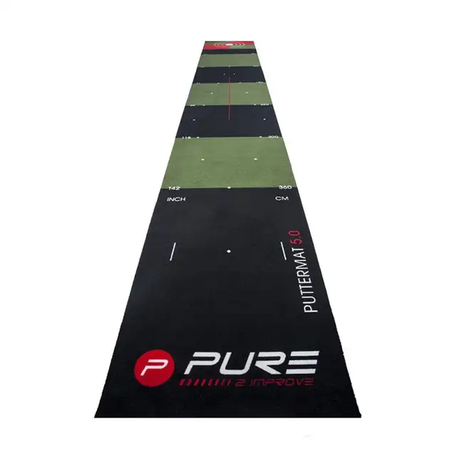 Pure2Improve 5.0 Golf Putting Mat Bundle, 16.4 ft (5 m) with Aim