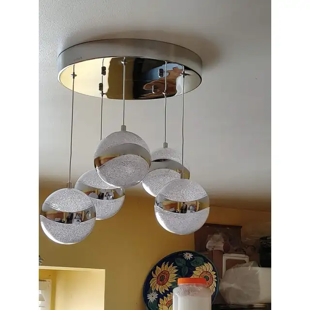 Artika Wavey 5-Light 30W Dimmable LED Pendant Fixture Chrome 270